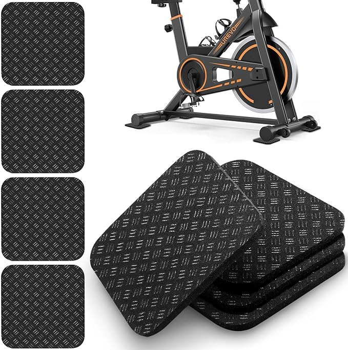 TOBWOLF 4PCS Double‑Sided Non‑Slip Exercise Bike Mat Pads (4" x 4")